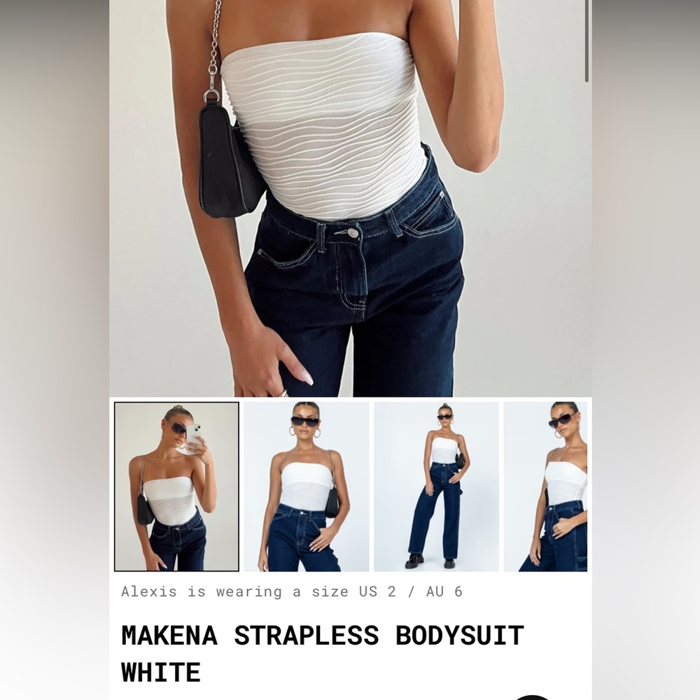 Makena Strapless Bodysuit in White - Princess Polly